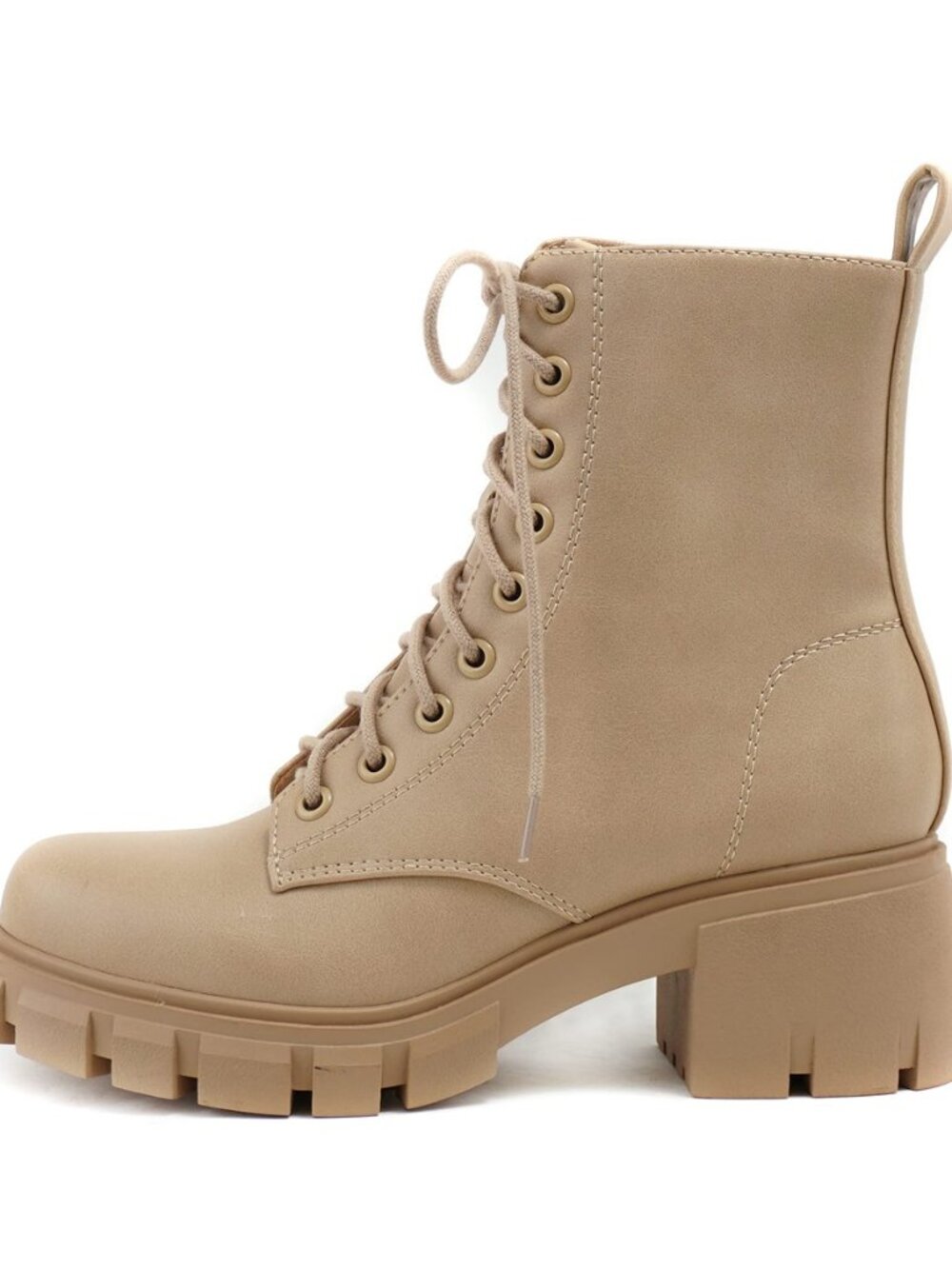 TUNDRA ~ Women Lug Sole Lace up Fashion Combat Ankle Boot w/Side Zipper